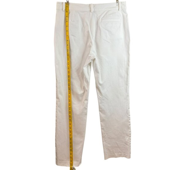 Ralph Lauren White Straight Leg Pants Size 6 | Classic Cotton Stretch Trousers - Picture 3 of 6